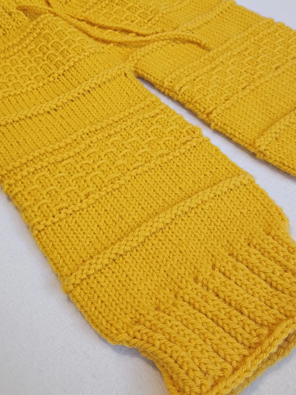 Handmade Yellow Woolen Baby Leggings Textured Knit Lounge Pants